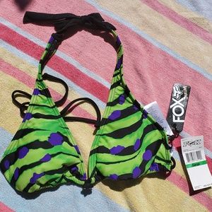 Fox Swim Sexy Bikini Top Neon Green and Purple NWT